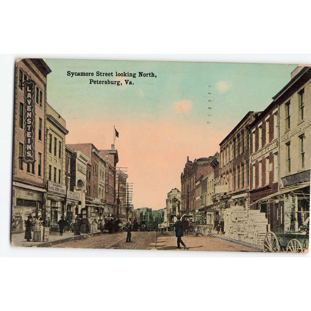 Petersburg Virginia VA Sycamore Street Main St Divided Back Postcard 1917